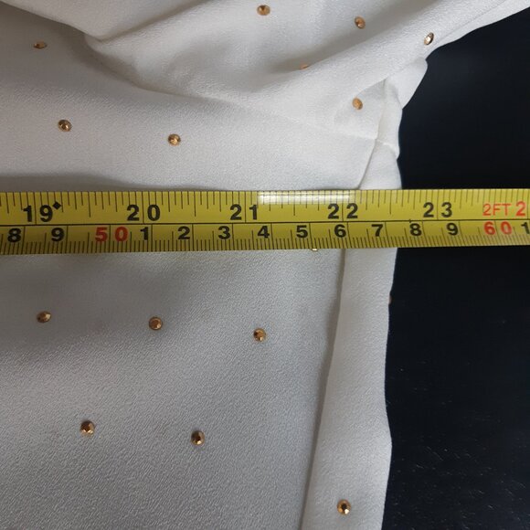 Liz Claiborne SZ L Cream Crepe Georgette Blouse Top Button Up Shirt - Picture 7 of 13